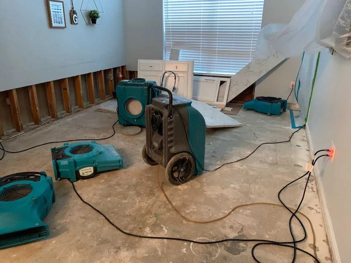 Dehumidifier in flood-cut room for Water Damage Restoration in Scottsbluff